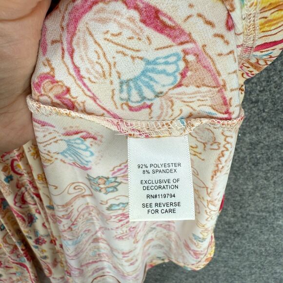 World Unity Dress Women L Large Beige Paisley Sheath Midi V-Neck Sleeveless - Picture 4 of 7